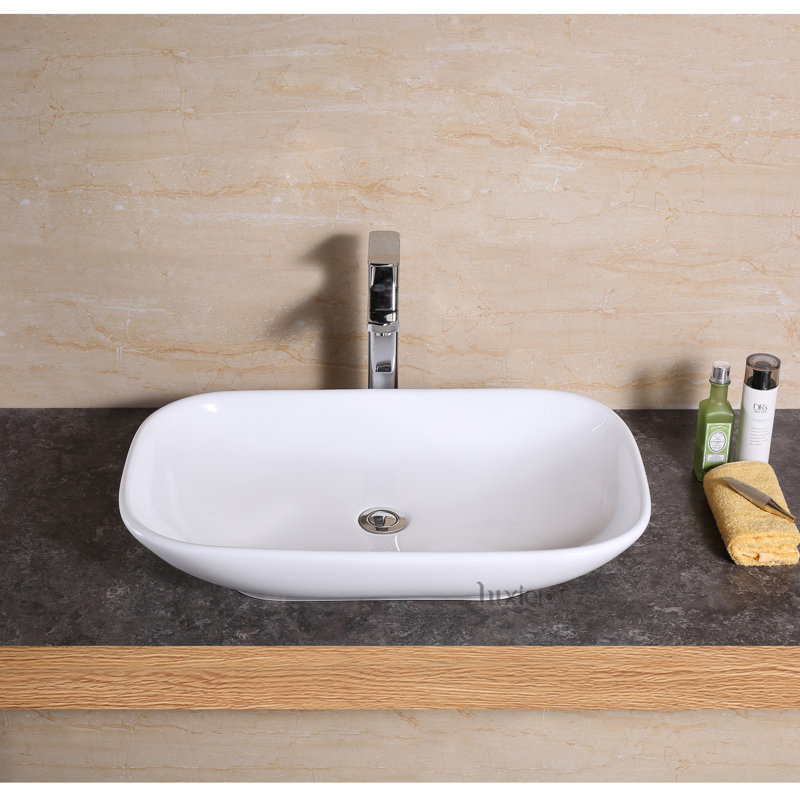 Luxier Vanity Art Basin Ceramic Rectangular Vessel Bathroom Sink & Reviews Wayfair